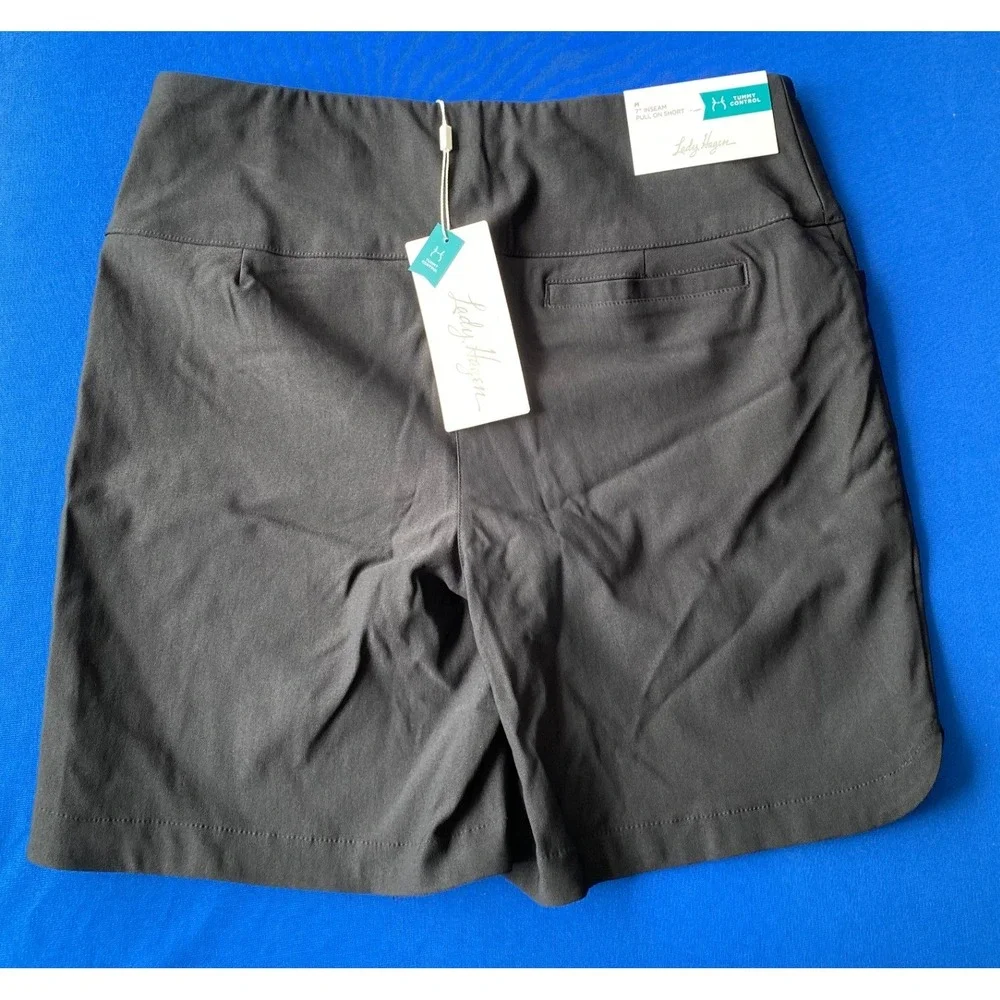 Lady Hagen Womens Tummy Control Golf Short Black 7in Inseam WGH14401 Size Medium